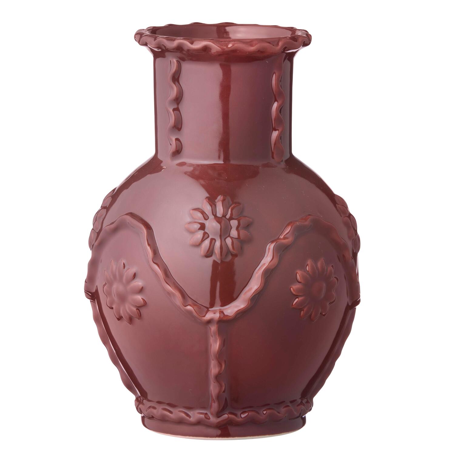 Vase med blomster embrase, fig- H24 cm